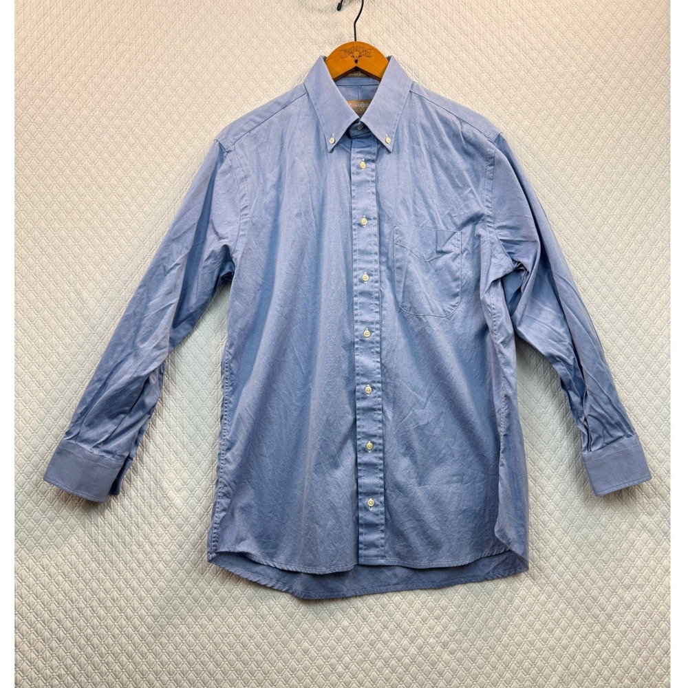 Gitman Bros Mens 16/32 Light Blue Pinpoint Oxford Button Down Y2K Shirt USA